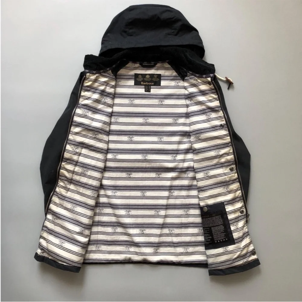 Barbour Navy Hooded Coat - Picture 3 of 13